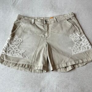Pilcro and the Letterpress No 31 Khaki Crochet Lace Shorts Tan Womens Size 31
